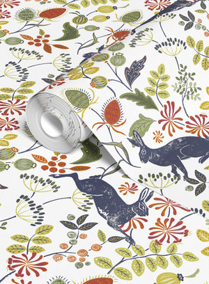 NEW Large Bexington Hare Wallpaper - Bute Blue Multi