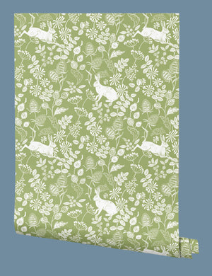 Bexington Hare Wallpaper - Meadow Green