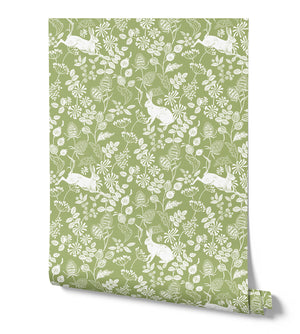 Bexington Hare Wallpaper - Meadow Green