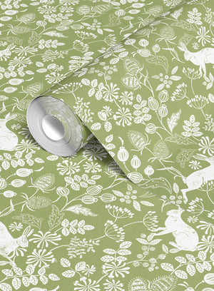 Bexington Hare Wallpaper - Meadow Green