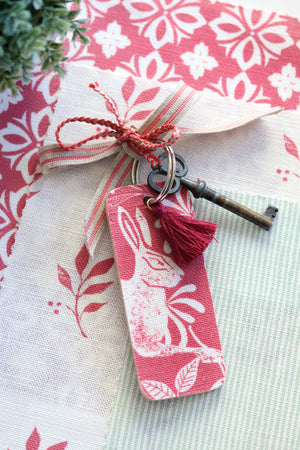 NEW Bexington Hare Tassel Keyring - Campion Red