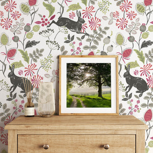 NEW Large Bexington Hare Wallpaper - Slate Multi