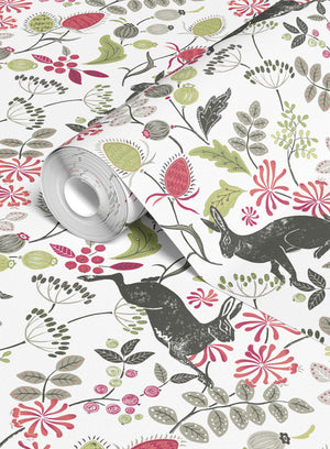 NEW Large Bexington Hare Wallpaper - Slate Multi