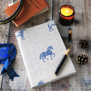 Country Horses Fabric Covered Notebook - Blue Roan On Natural