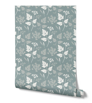 Cow Parsley Wallpaper- Teal