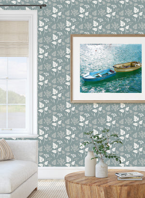 Cow Parsley Wallpaper- Teal