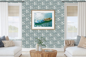 Cow Parsley Wallpaper- Teal