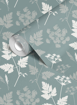 Cow Parsley Wallpaper- Teal