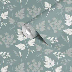 Cow Parsley Wallpaper- Teal