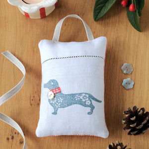 Hand Made Lavender Sachet - Hand Printed Dachshund