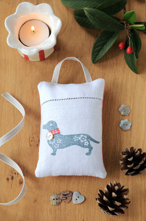 Hand Made Lavender Sachet - Hand Printed Dachshund