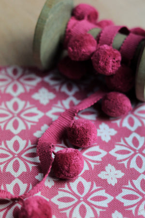 NEW Deep Rose Pom Pom Trim