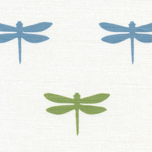 Dragonfly Linen Fabric - Damsel & Orchard Green