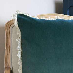 Velvet Cushion - Seamist With Stone Fan Trim