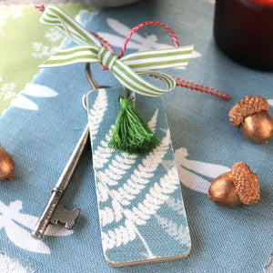 Thorncombe Fern Tassel Keyring - Soft Teal