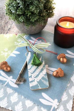 Thorncombe Fern Tassel Keyring - Soft Teal