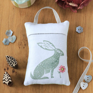 Hand Made Lavender Sachet - Hand Printed Hare