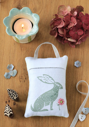 Hand Made Lavender Sachet - Hand Printed Hare