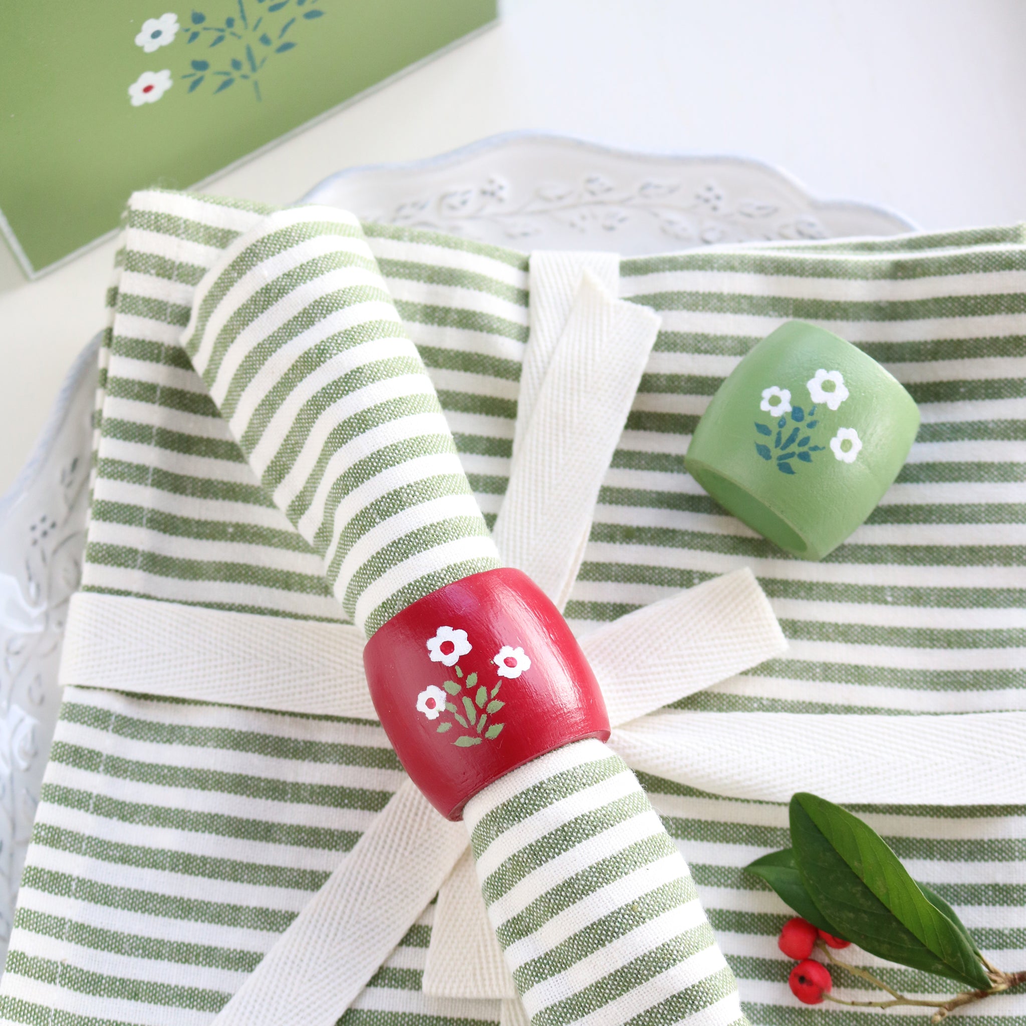 Striped Napkins - Soft Green Set Of 4 - Meg Morton