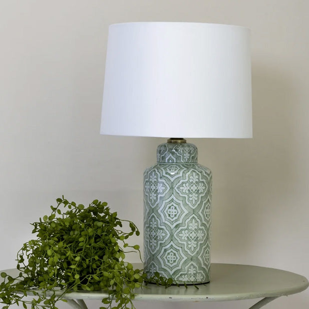 Geometric Ceramic Lamp- Soft Green - Meg Morton