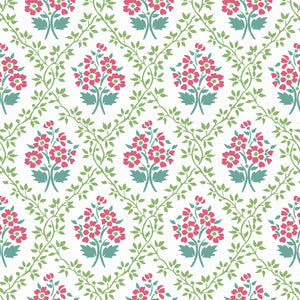 NEW Henrietta Wallpaper - Petherton Pink, Mill Green & Jay