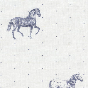 Country Horses Fabric - Dapple Grey On White 0.55m