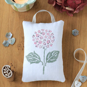 Hand Made Lavender Sachet - Hand Printed Hydrangea