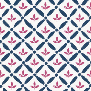 NEW Kingston Lattice Wallpaper - Bute Blue & Campion Red