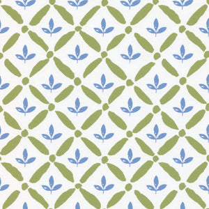 NEW Kingston Lattice Wallpaper - Meadow Green & Beaminster Blue