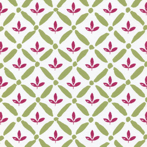 NEW Kingston Lattice Wallpaper - Meadow Green & Campion Red