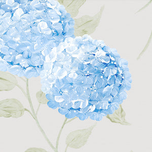 Large Hydrangea Linen Fabric - Paris Blue On Mist