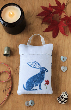 Hand Made Lavender Sachet - Hand Printed Hare