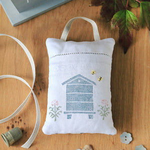 Hand Made Lavender Sachet- Hand Printed Bee Hive