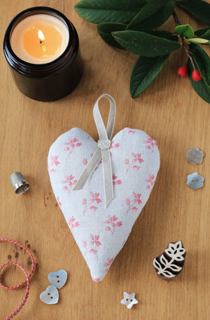 Hand Made Lavender Heart - Hand Printed House
