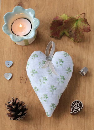 Hand Made Lavender Heart - Hand Printed House
