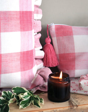 Manor House Check Ruffle Cushion - Petherton Pinks - Ready Made