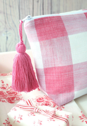 Manor House Check Tassel Wash Bag - Petherton Pink