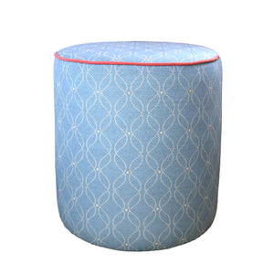 NEW - Shaftesbury Piped Drum Stool  - Mollie Mid Blue OR Fabric Of Your Choice