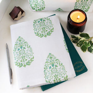 Adriana's Garden Fabric Covered Notebook - Mill Green & Jay