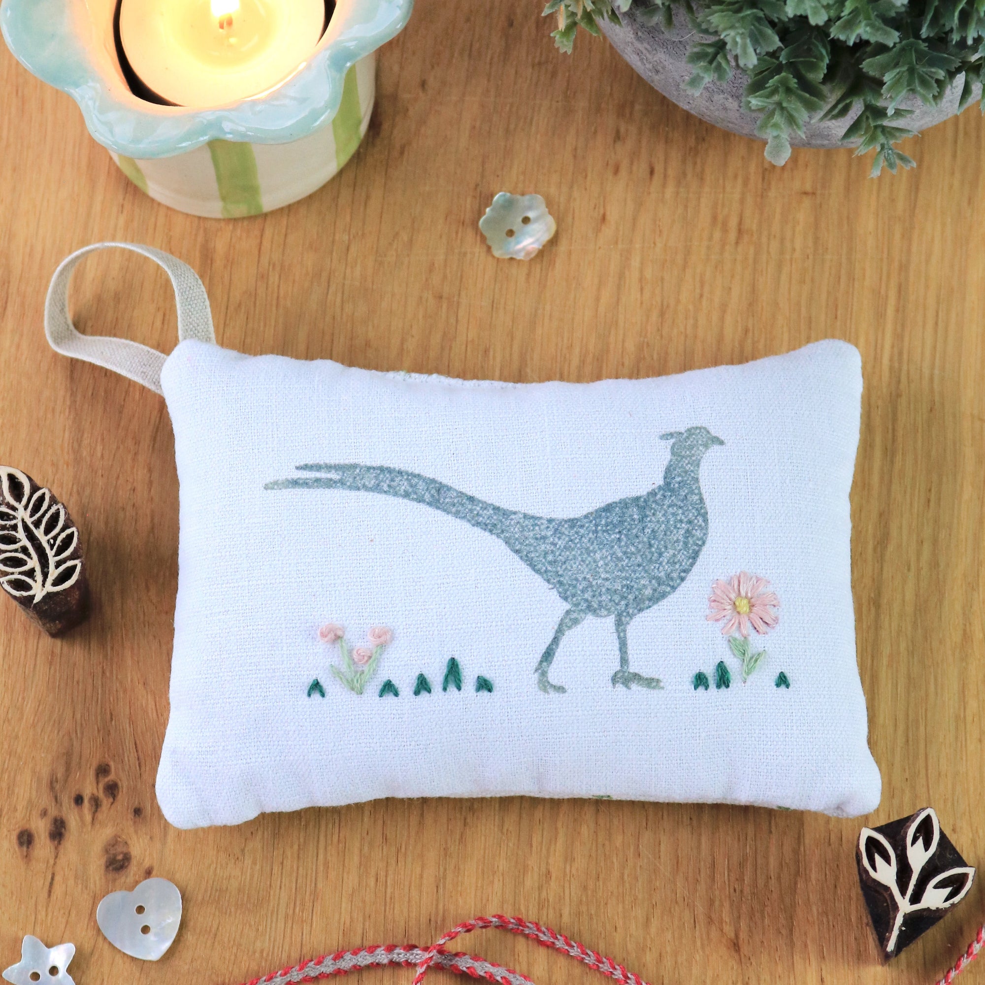 Hand Made Lavender Sachet - Block Printed Pheasant