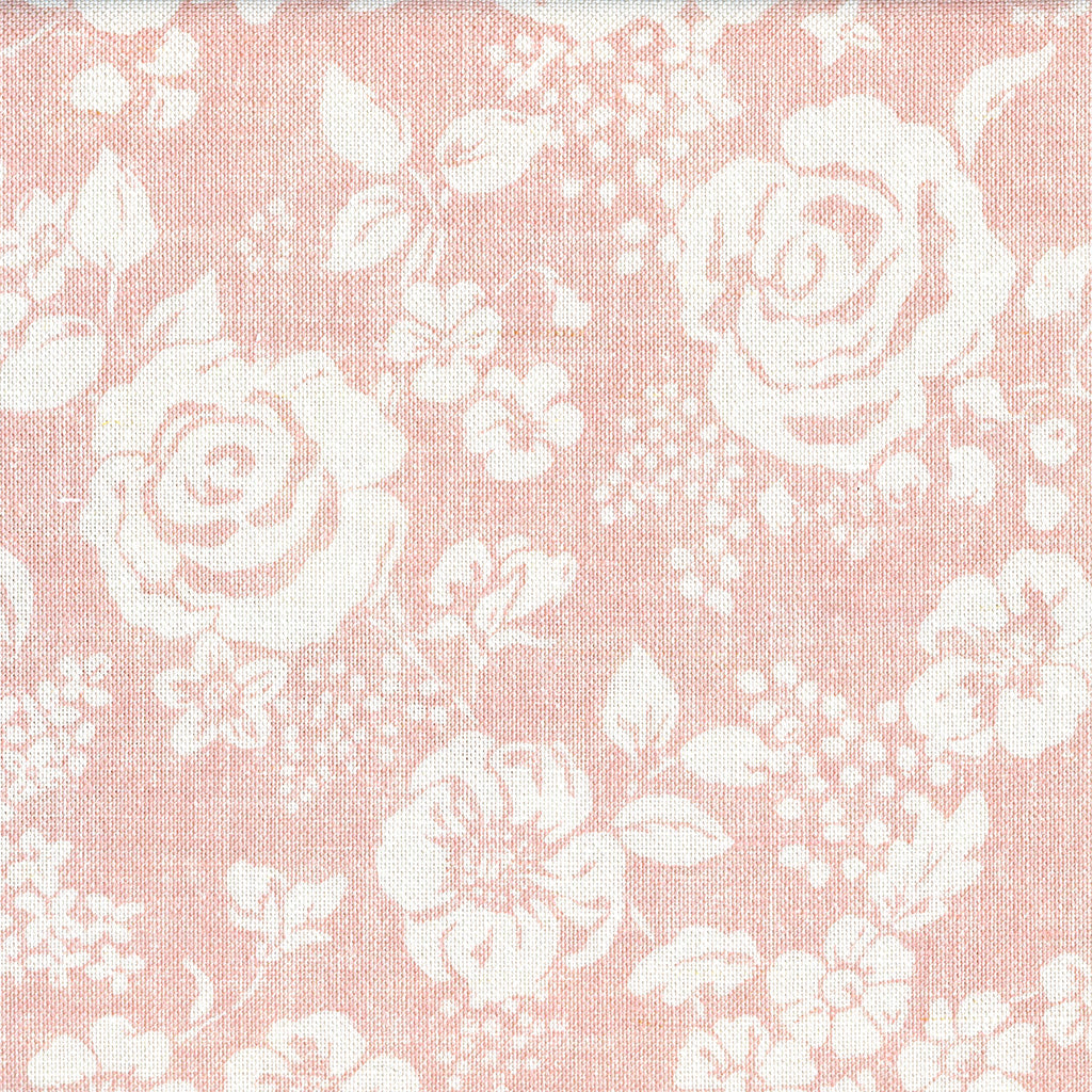 Rose Garden Fabric - White On Blush Pink 0.70m