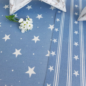 Starfall Fabric - White On Blue Shadow - Meg Morton