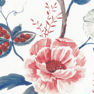 Summer Garden Fabric - Faded Red On White