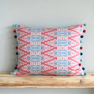 Zamira Cushion - Raspberrry & Teal On Natural - Ready Made