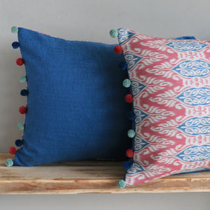 Zamira Cushion - Raspberrry & Teal On Natural - Ready Made