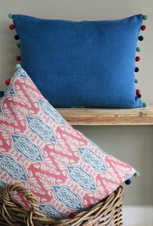 Zamira Cushion - Raspberrry & Teal On Natural - Ready Made
