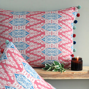 Zamira Cushion - Raspberrry & Teal On Natural - Ready Made