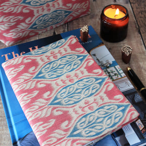 Zamira Fabric Covered Notebook - Raspberry & Teal