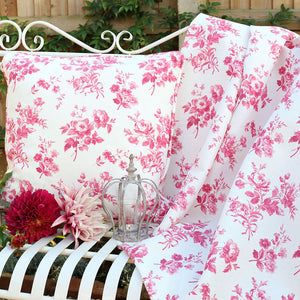 Adelaine Floral Linen Fabric - French Raspberry - Meg Morton