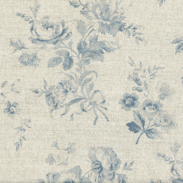 Adelaine French Floral Linen Fabric - Villandry Blue - Meg Morton